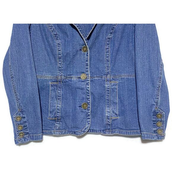 St Johns Bay Blue Jean Jacket Youth Girl's Size Petite Large Button Up - Picture 4 of 7